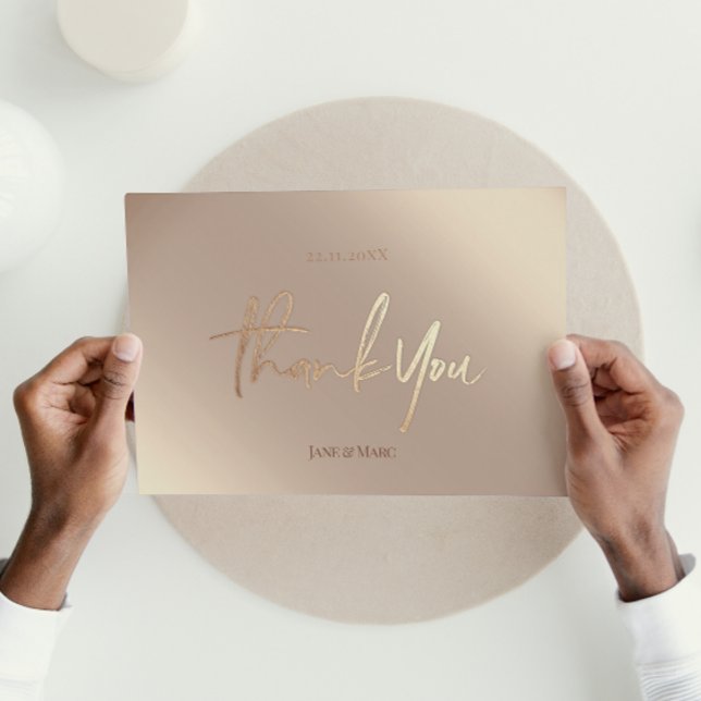 Bronze Wedding Dankeschön Karten Elegantes Skript (Von Creator hochgeladen)