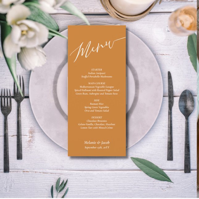 Bronze Wedding Flat Menu Card Menükarte (Von Creator hochgeladen)
