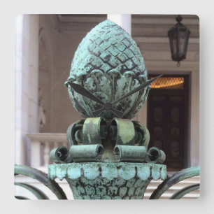 Bronzeananas-Uhr behält Gastfreundschafts-Zeit Quadratische Wanduhr