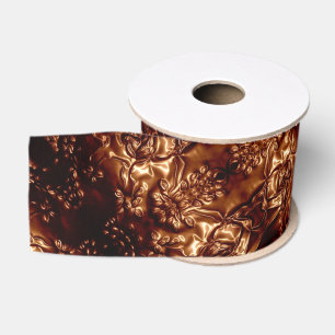 Bronzeblumenprägenkunst browns metallisch ripsband