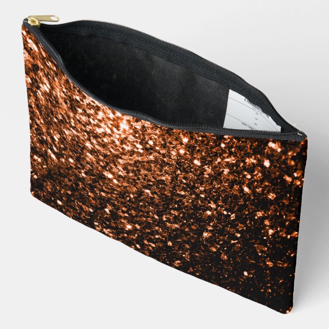 Bronzebraun-Imitate aus Kupfer Glitzer Glitzern Zubehörtasche (Offen)