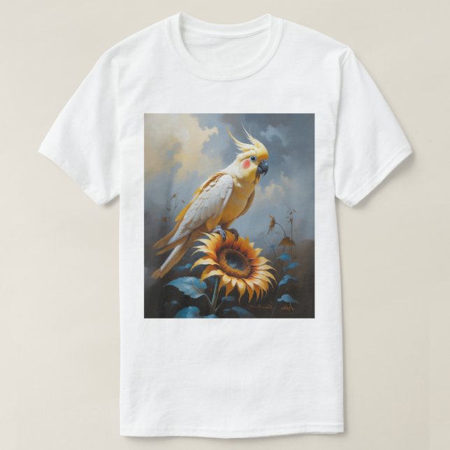 Bronzefallow Cockatiel Oil Painting | träumlich T-Shirt (Design vorne)