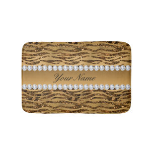 BronzegoldImitat-Foliezebra-Streifen Badematte