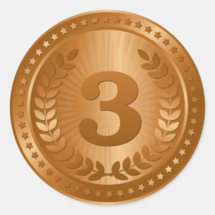 Bronzemedaille 3. Platz Runder Aufkleber