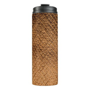 Bronzesnake-Lederleder mit Wavy-Textur Thermosbecher