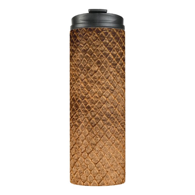 Bronzesnake-Lederleder mit Wavy-Textur Thermosbecher (Vorderseite)