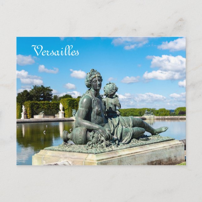 Bronzestatue im Garten des Schlosses Versailles Postkarte (Vorderseite)