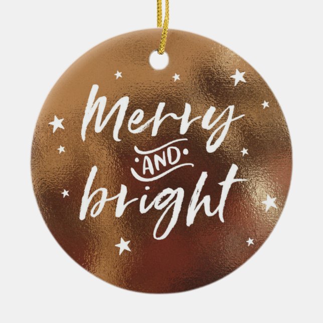 Bronzeweihnachtsverzierung mit personalisiertem keramik ornament (Vorne)