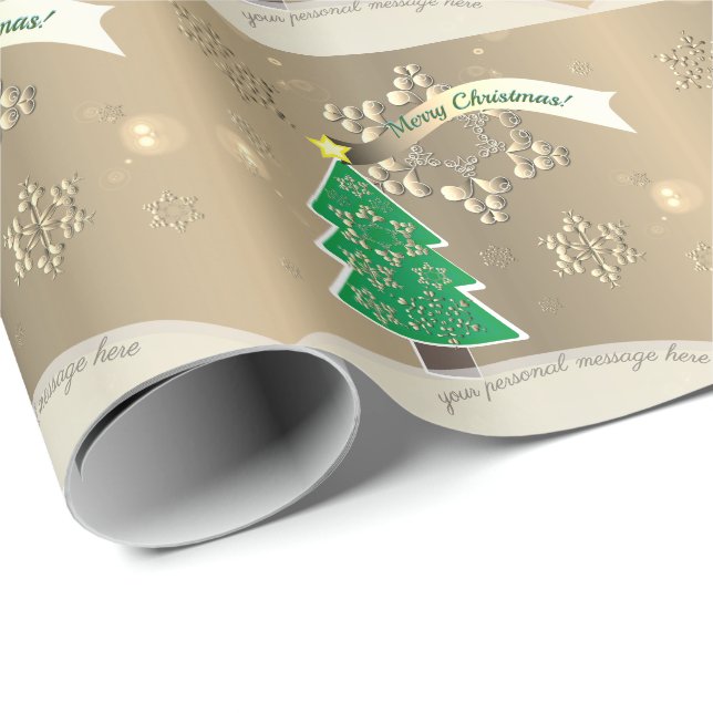 Bronzy Snowy Weihnachten "Frohe Weihnachten!" Geschenkpapier (Rolleneckpunkt)