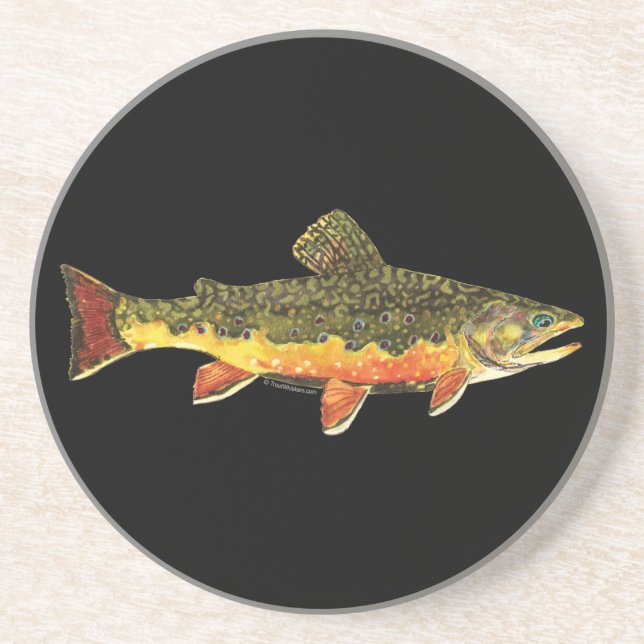 Brook Trout Fischmalerei Sandstein Untersetzer (Vorne)