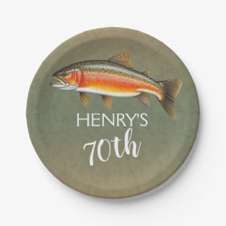 Brook Trout Fish zum 70. Geburtstag Pappteller