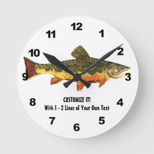 Brook Trout Fisherman's Runde Wanduhr