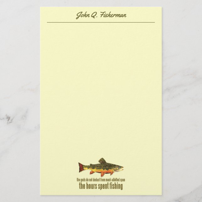 Brook Trout Fly Fisherman Anglerfisch Sprichwort Briefpapier (Vorderseite)