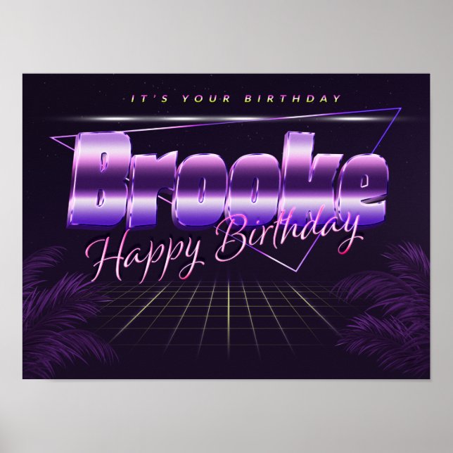 Brooke Name Vorname lila retro Geburtstag Poster (Vorne)