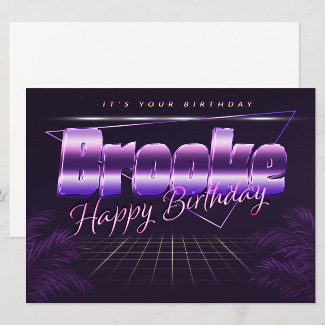 Brooke Name Vorname lila retro Karte Geburtstag (Vorne/Hinten)