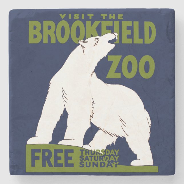 Brookfield Zoo, Bundesstaatlich Art Program Poster Steinuntersetzer (Vorderseite)