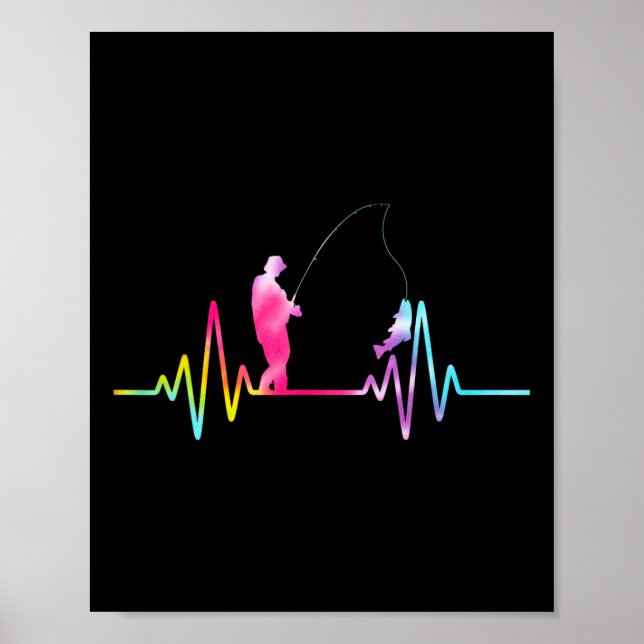 Brookforellen-Angelausrüstung Tie Dye Angler Herzs Poster (Vorne)