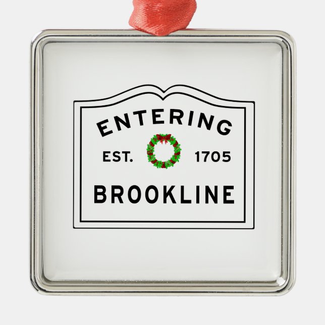 Brookline, MA Holiday Wreath Keramik Ornament (Vorne)