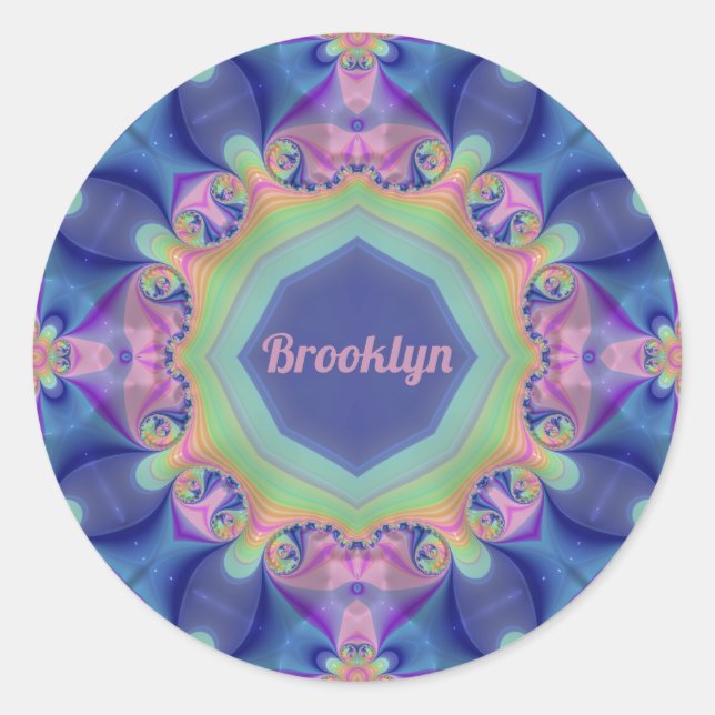 BROOKLYN ~ Abstraktes Kaleidoskop-Muster ~ Runder Aufkleber (Vorderseite)