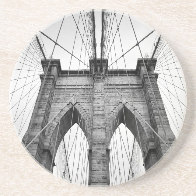 Brooklyn Bridge Architectural Black & White Foto Untersetzer (Vorne)