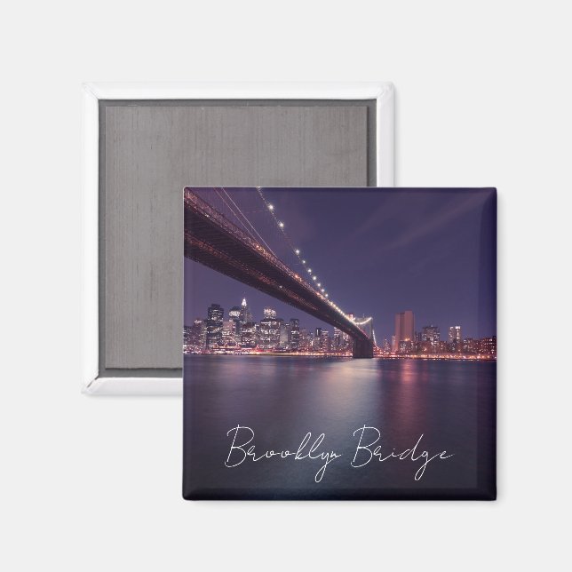 Brooklyn Bridge at Night, Manhattan Lights Magnet (Vorderseite/Rückseite)
