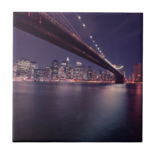 Brooklyn Bridge at Night, Manhattan Lights, NYC Fliese