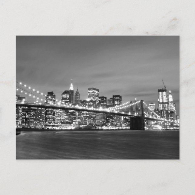 Brooklyn Bridge at Night, New York City Postkarte (Vorderseite)