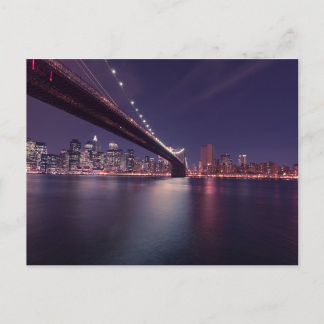Brooklyn Bridge at Night - NYC Skyline Postkarte (Vorderseite)