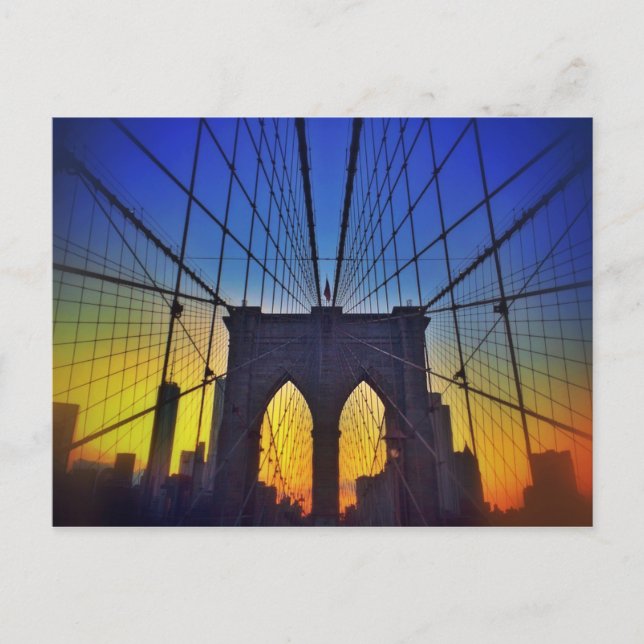 Brooklyn Bridge At Sunset Postkarte (Vorderseite)