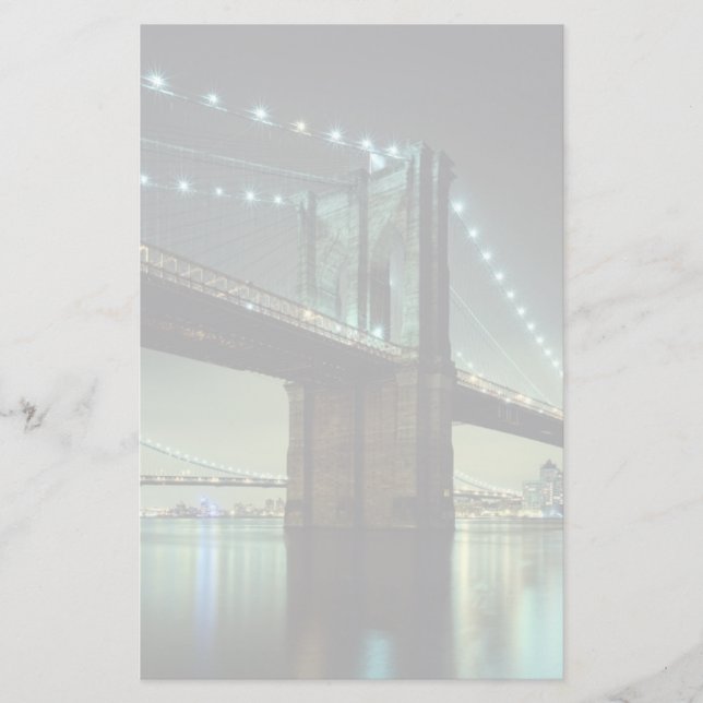 Brooklyn Bridge bei Nacht Manhattan Bridge Briefpapier (Vorderseite)