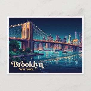 Brooklyn Bridge bei Nacht New York Postkarte