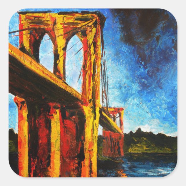 Brooklyn Bridge bis Utopia 2009 Quadratischer Aufkleber (Vorderseite)