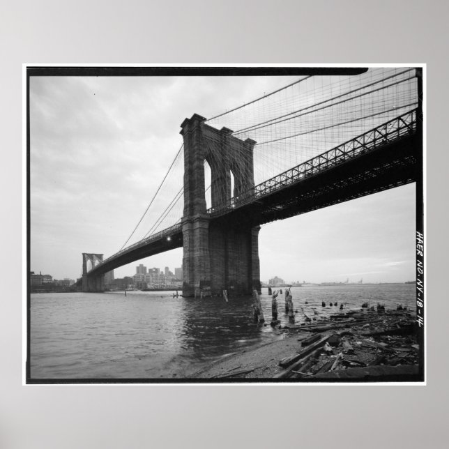 Brooklyn Bridge Black and White Fotografy Poster (Vorne)