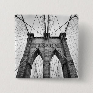 Brooklyn Bridge Black & White Foto Button