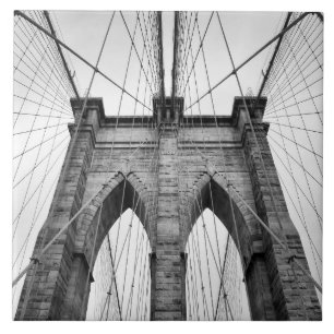 Brooklyn Bridge Black & White Foto Closeup Fliese