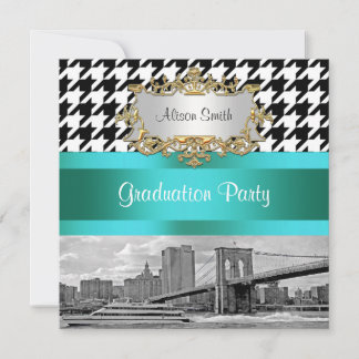Brooklyn Bridge Blk Wht Hahnentrittmuster 2 Abschl Einladung