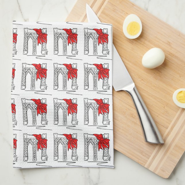 Brooklyn Bridge Bow NYC Weihnachtsfeiertag Sehensw Handtuch (Viertel Falte)