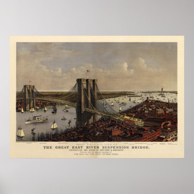 Brooklyn Bridge by and 1885) Poster (Vorne)
