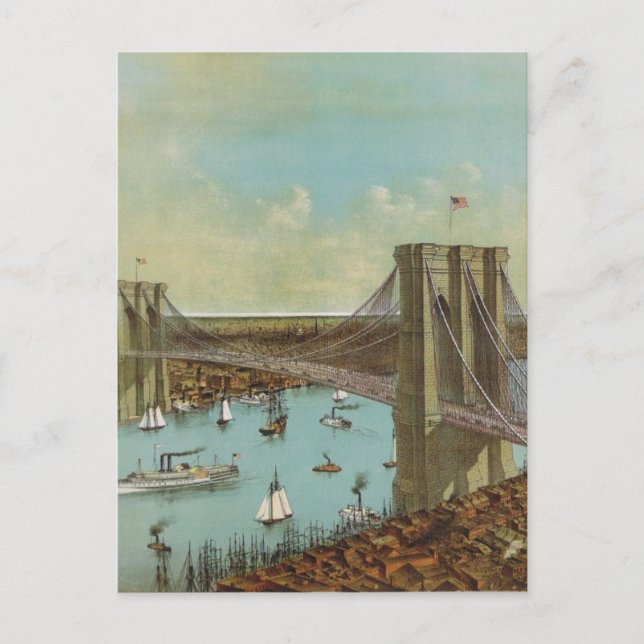 Brooklyn Bridge Color Postcard Postkarte (Vorderseite)
