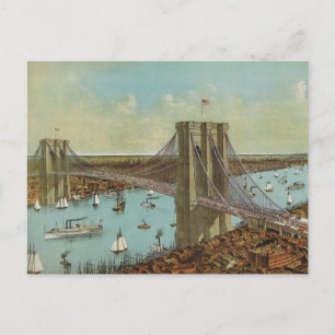 Brooklyn Bridge Color Postcard Postkarte