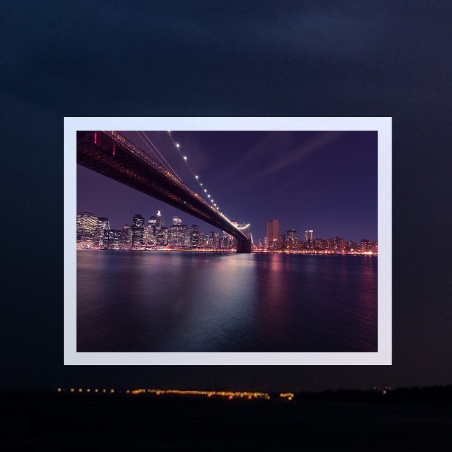 Brooklyn Bridge, East River, Manhattan Lights Postkarte (Von Creator hochgeladen)