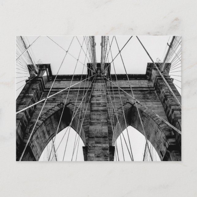 Brooklyn Bridge Foto in Schwarz/Weiß Postkarte (Vorderseite)