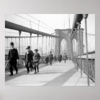 Brooklyn Bridge Fußgänger, 1909. Vintages Foto
