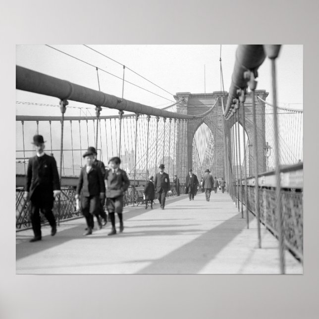 Brooklyn Bridge Fußgänger, 1909. Vintages Foto Poster (Vorne)