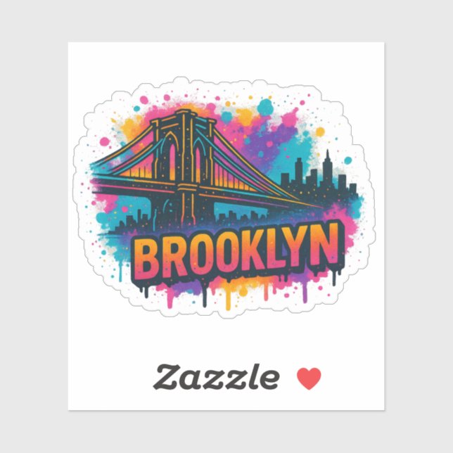 Brooklyn Bridge Graffiti Pop Art – Colorful Urban  Aufkleber (Blatt)