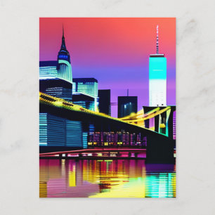 Brooklyn Bridge im Abend / at Night Postkarte