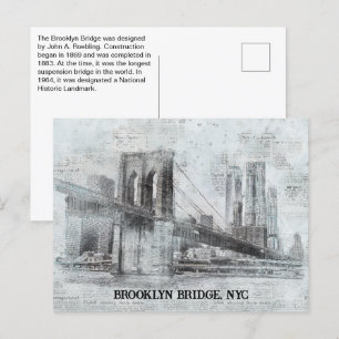 Brooklyn Bridge Information, NYC Postkarte