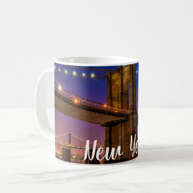 Brooklyn Bridge Landschaftliche Night View Kaffeetasse (Vorderseite Links)