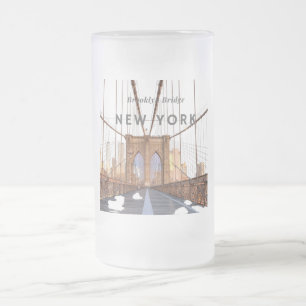Brooklyn Bridge Mattiert Glass Beer Tasse