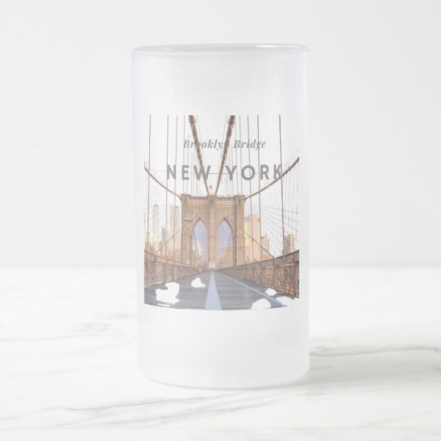 Brooklyn Bridge Mattiert Glass Beer Tasse (Mittel)